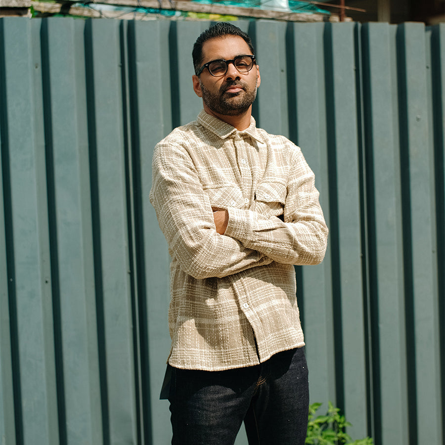 Crosscut Flannel Shirt - Alabaster Jacquard