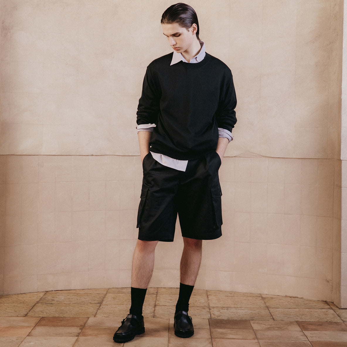 Dawson One-Pleat Cargo Shorts - Black