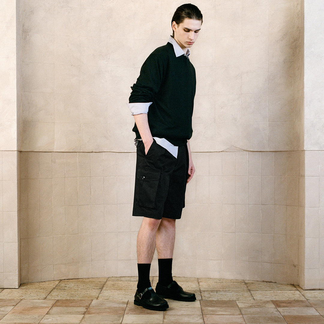 Dawson One-Pleat Cargo Shorts - Black