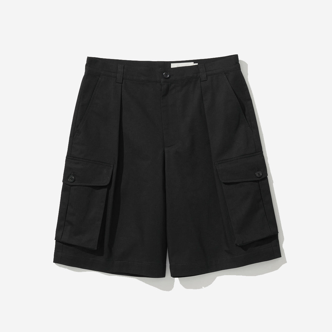 Dawson One-Pleat Cargo Shorts - Black