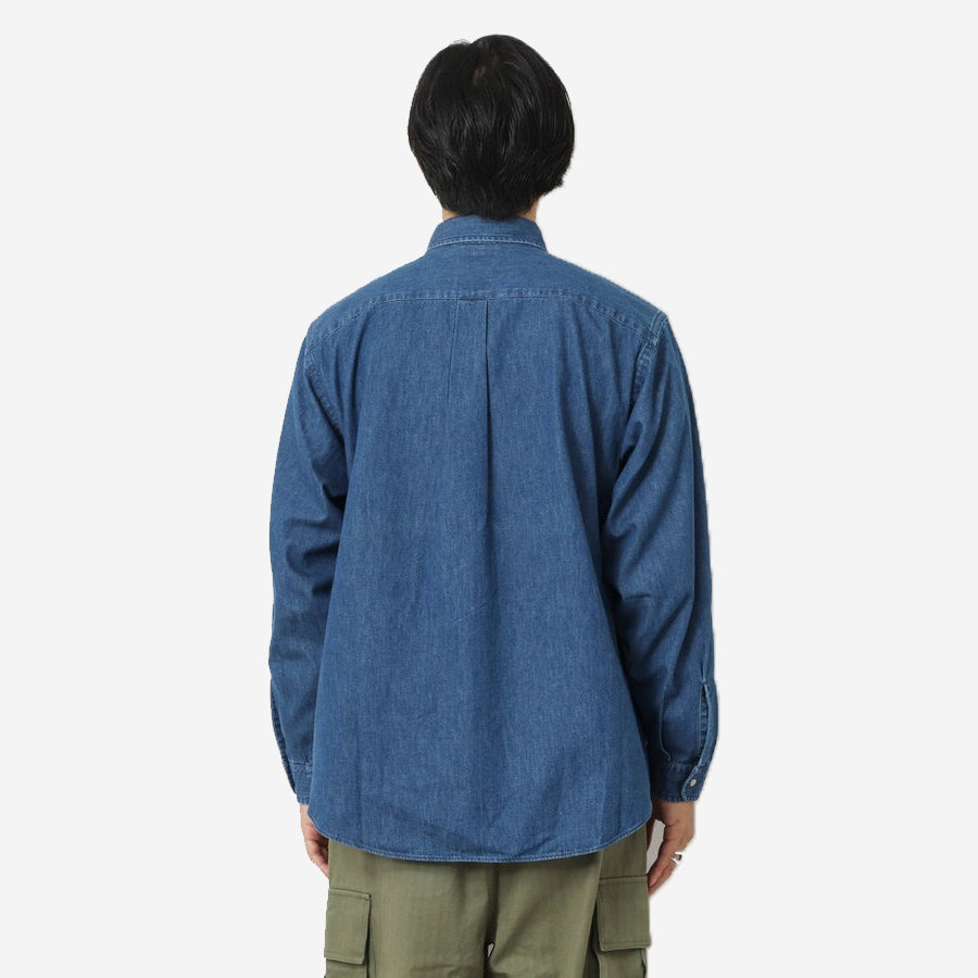 Dot Button Dungaree Shirt - Light Indigo Denim