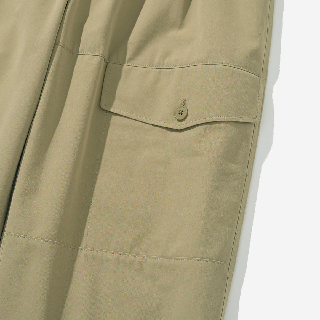 Double Pleat Big Pocket Pants - Beige