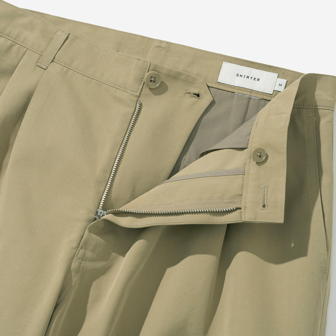 Double Pleat Big Pocket Pants - Beige
