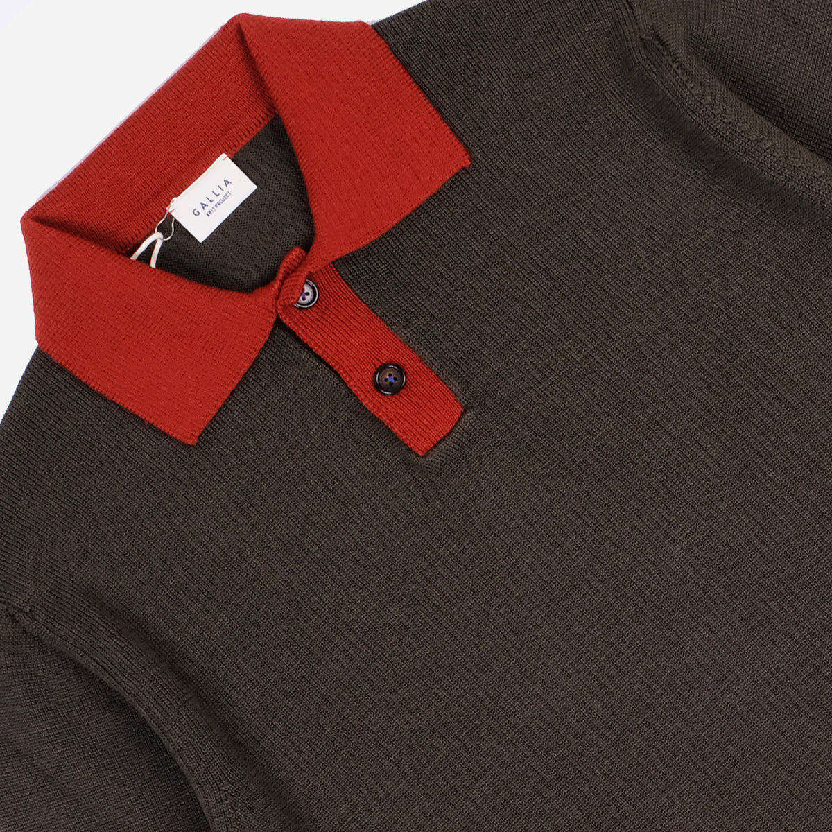 Dalton Contrast Collar Merino Wool Polo - Olive