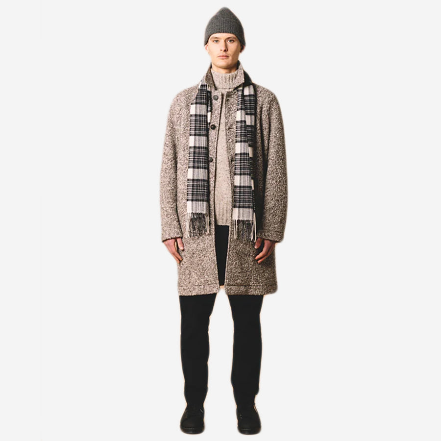 Lambswool Tartan Bowhill Scarf - Grey