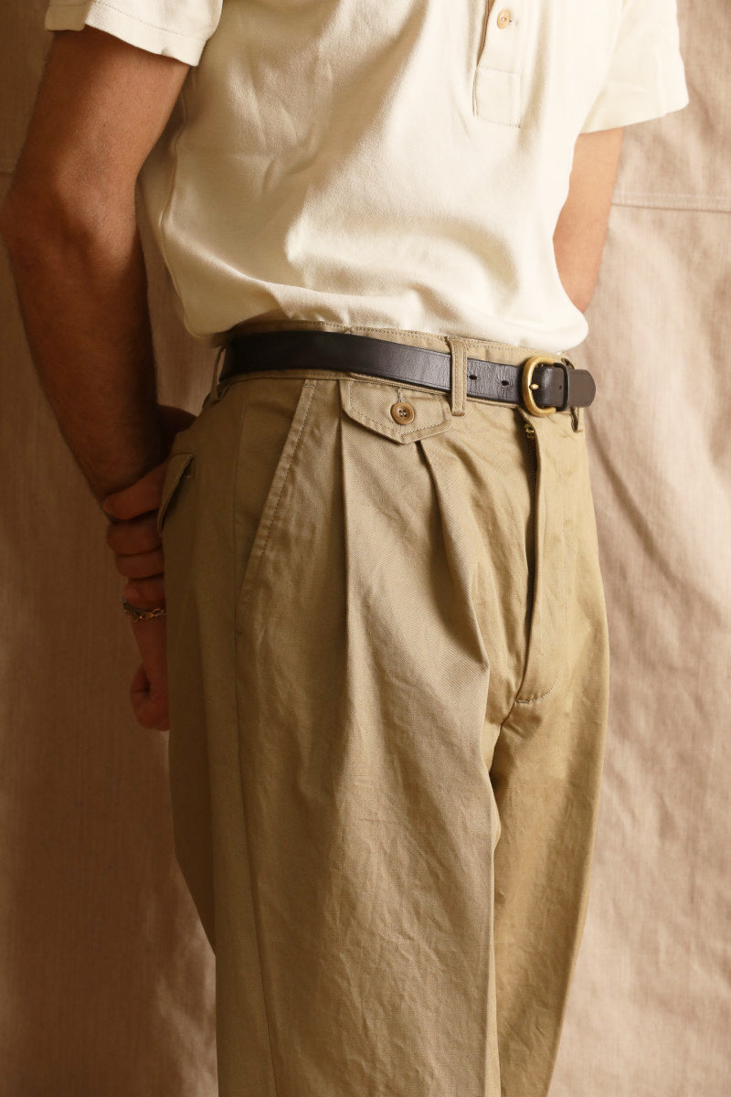 Enfield Two Pleat Gabardine Pant - Khaki