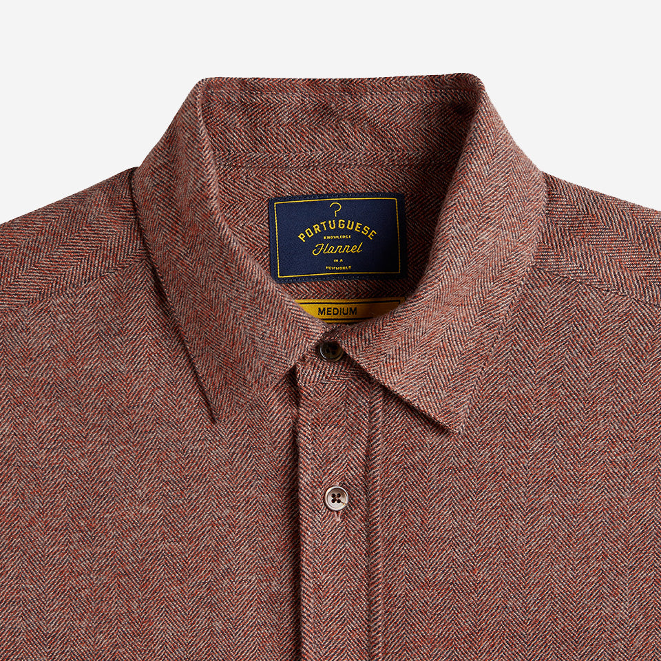 Espiga Herringbone Flannel Shirt - Clay