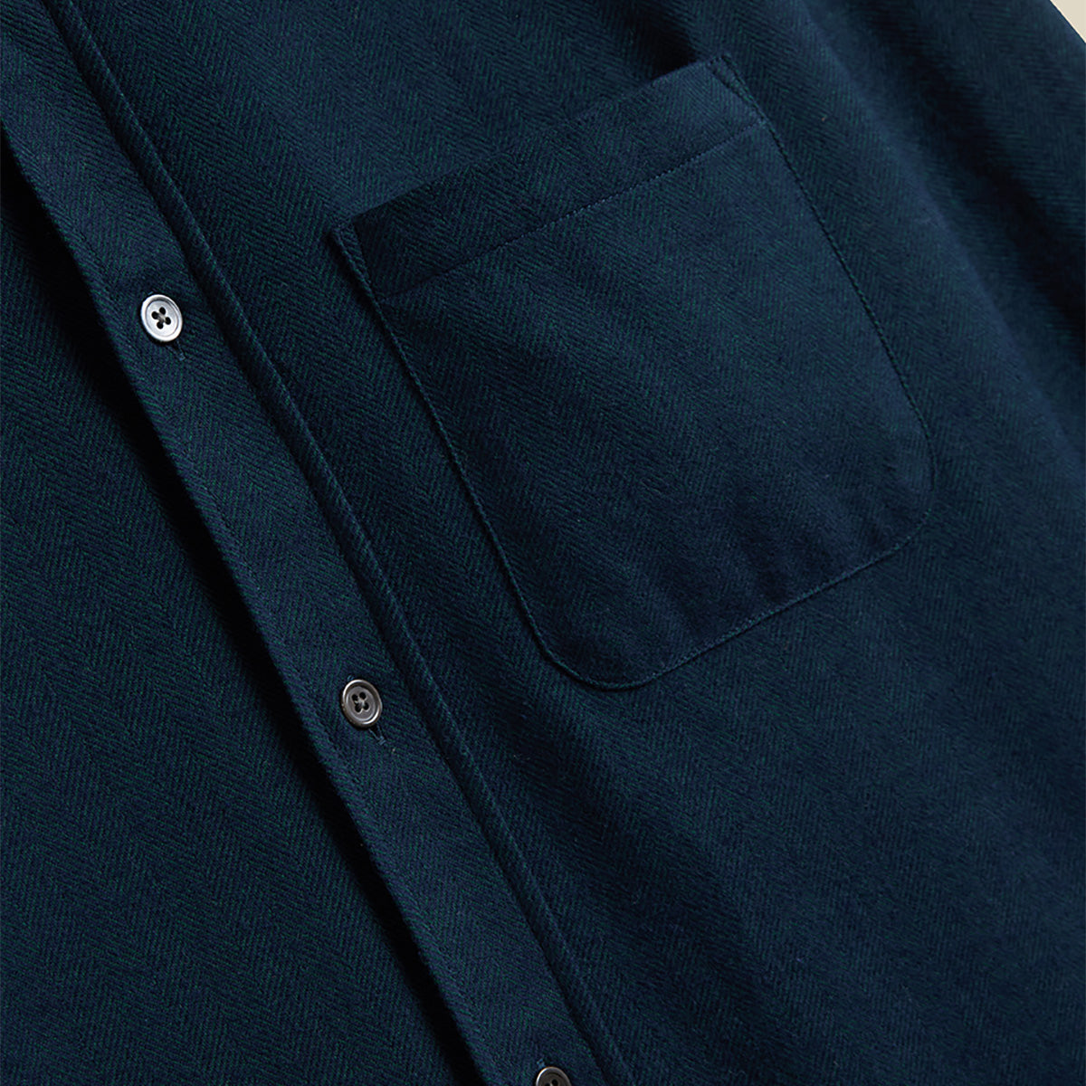 Espiga Herringbone Flannel Shirt - Hunter Green