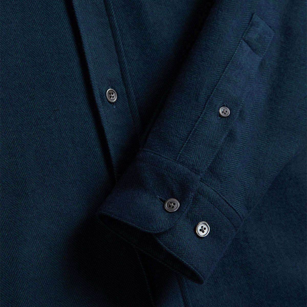 Espiga Herringbone Flannel Shirt - Hunter Green