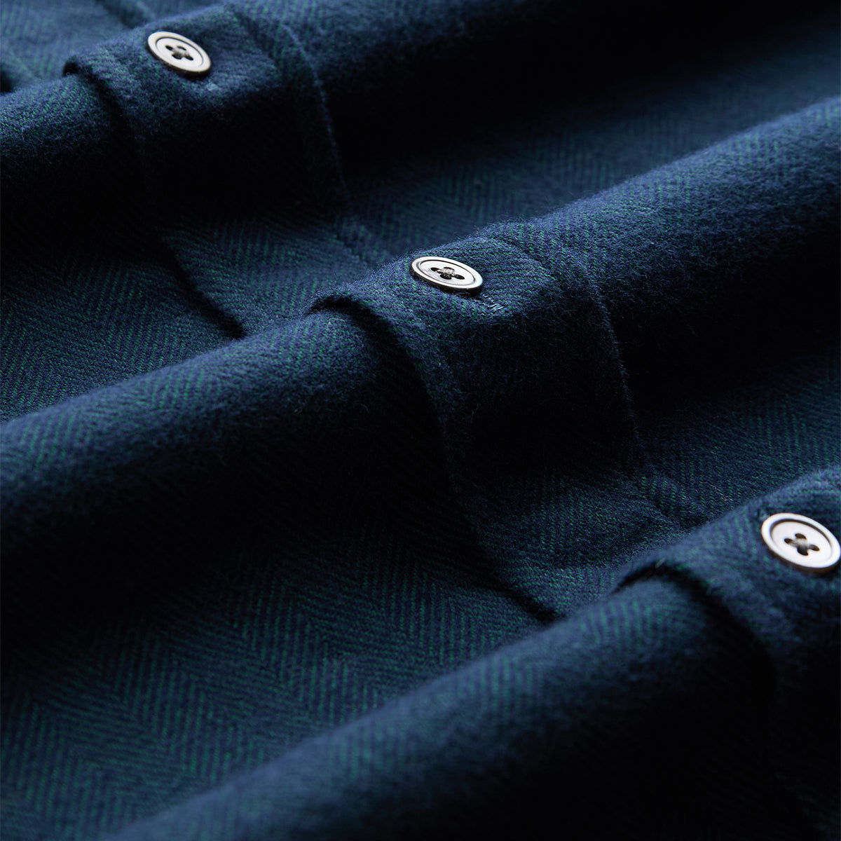 Espiga Herringbone Flannel Shirt - Hunter Green