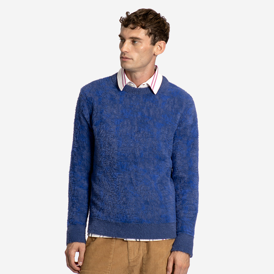 Eclipse Fluffy Tie Dye Knit Sweater - Insignia Blue