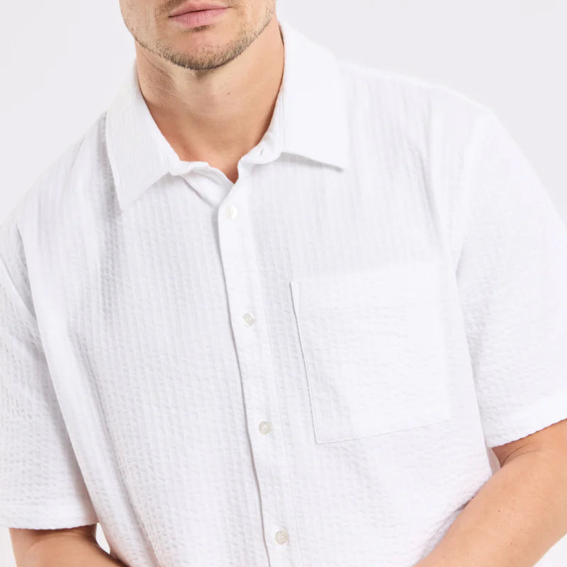 Embossed Knit S/S Shirt - White