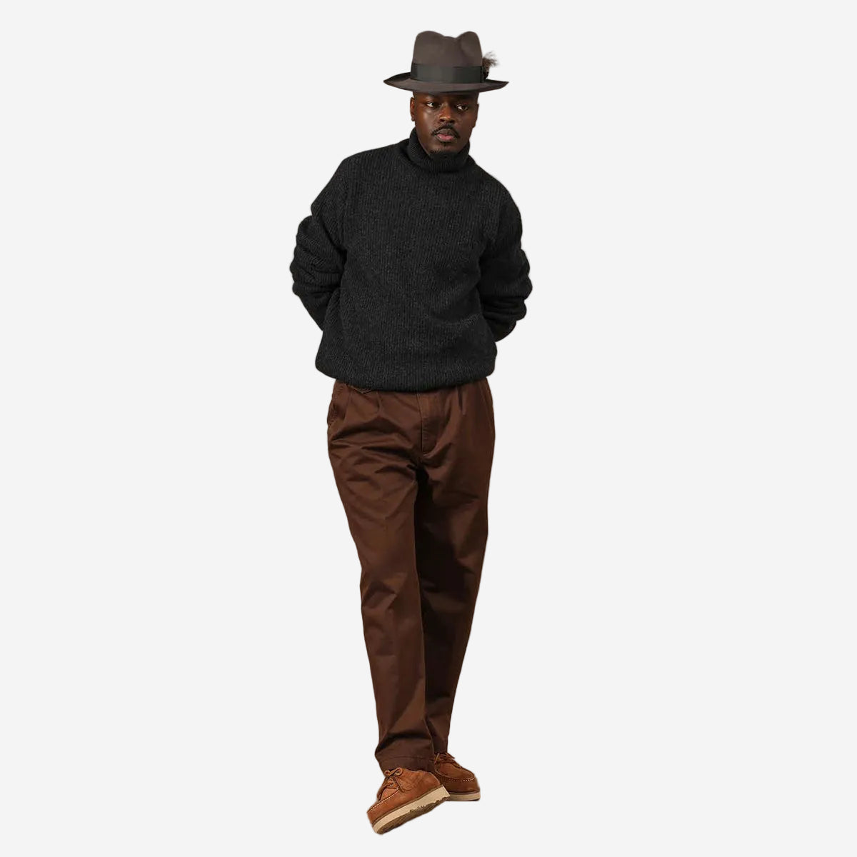 Enfield Two Pleat Gabardine Pants - Brown