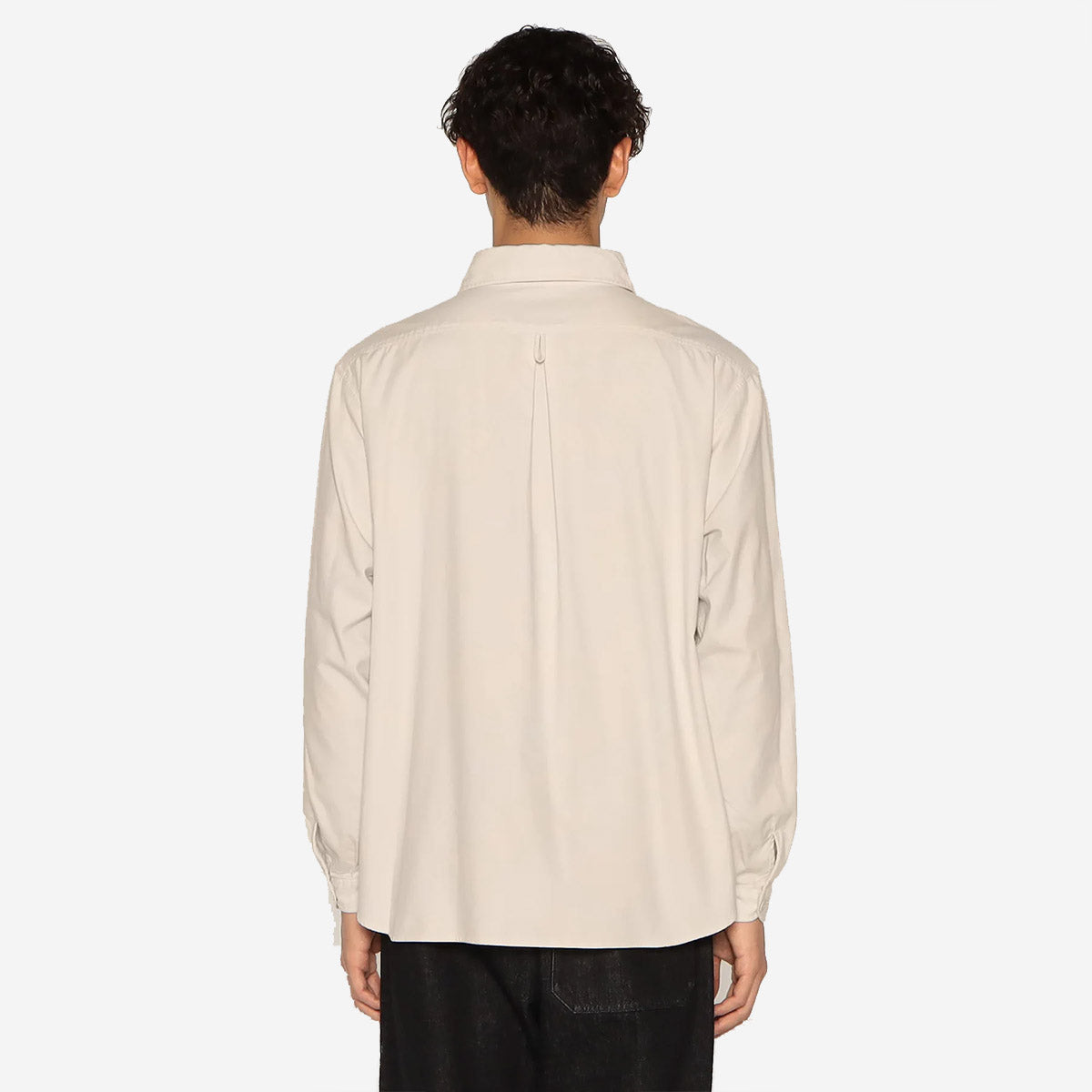 Pullover Round Collar Pocket Flannel Shirt - Olive Chambray