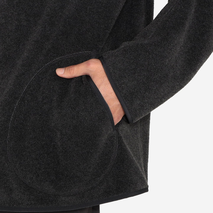 Fleece Collarless Jacket - Khaki Olive
