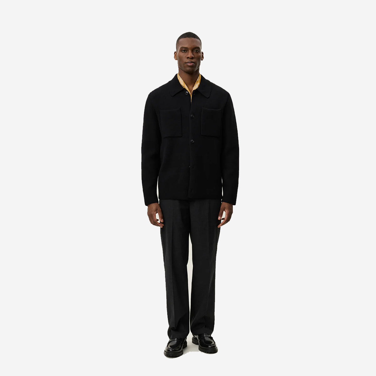 Fischer Cotton Milano Knit Overshirt - Black