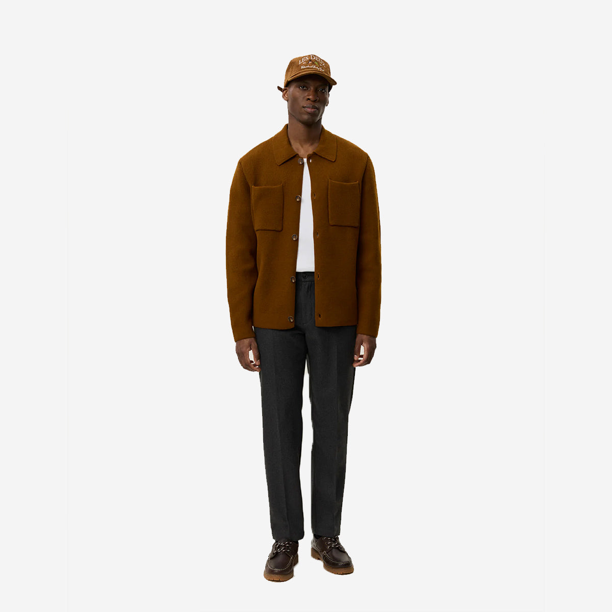 Fischer Cotton Milano Knit Overshirt - Monk's Robe (Tobacco)
