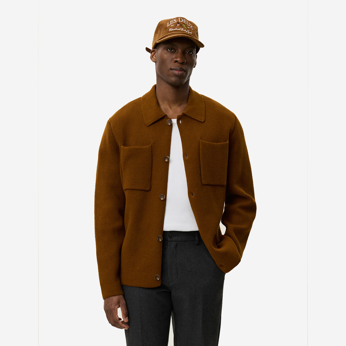 Fischer Cotton Milano Knit Overshirt - Monk's Robe (Tobacco)
