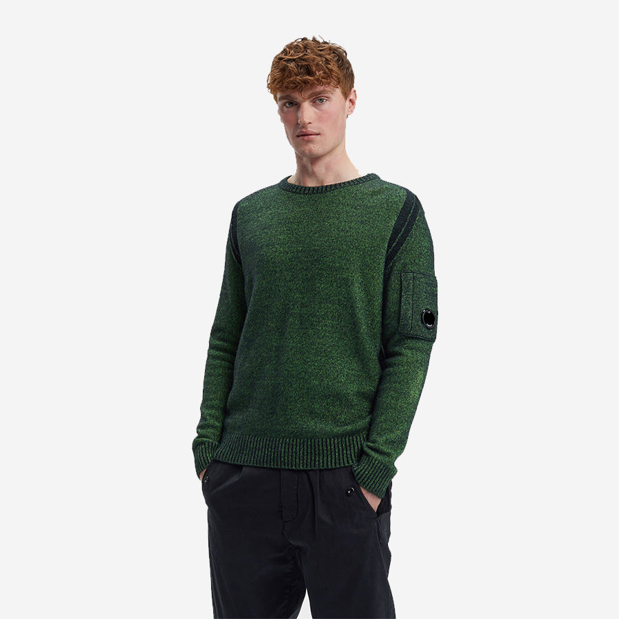 Fleece Knit Vanise Crew Sweater - Green