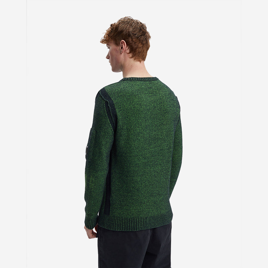 Fleece Knit Vanise Crew Sweater - Green