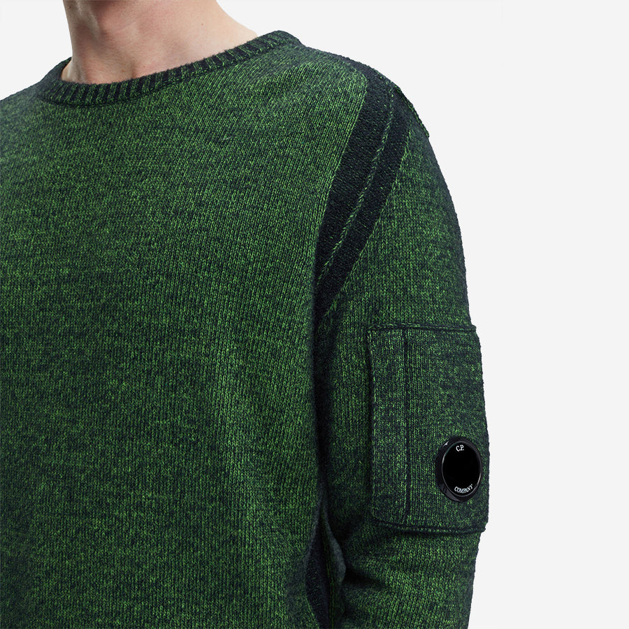 Fleece Knit Vanise Crew Sweater - Green