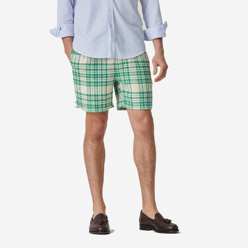 Garden Plaid Easy Shorts - Green