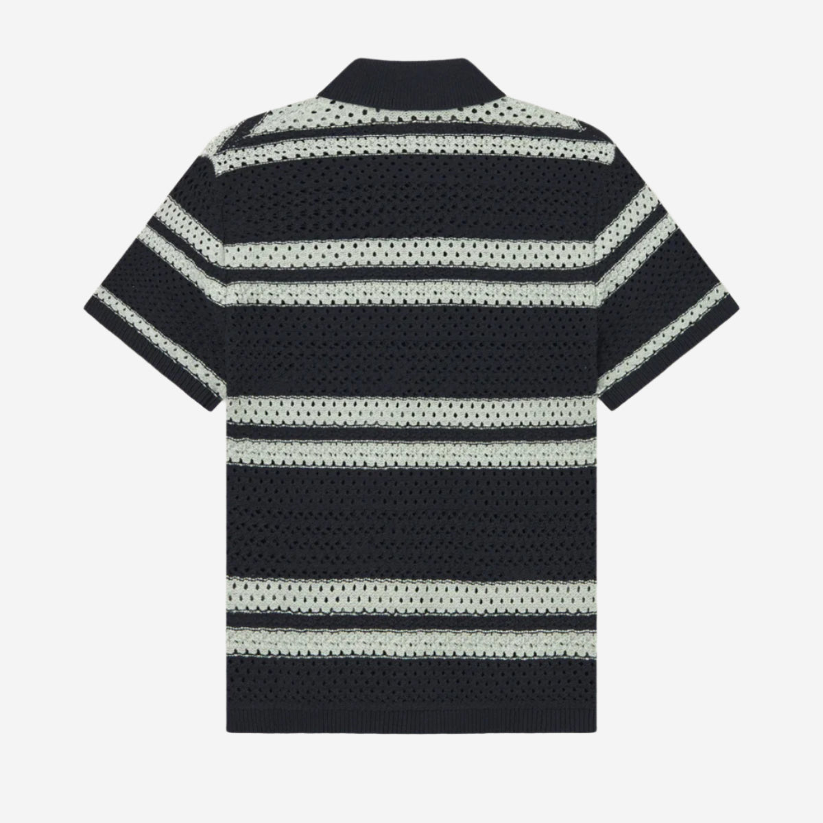 Gianni Knitted Stripe S/S Shirt - Dark Navy