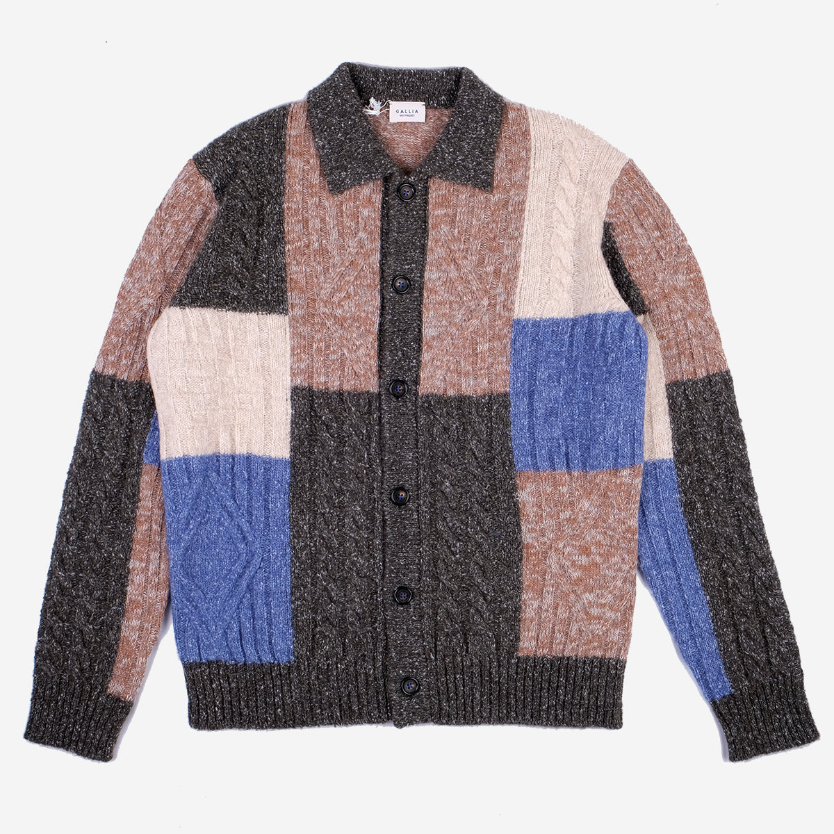 Grisham Alpaca Wool Patch Braid Cardigan - Green/Multi