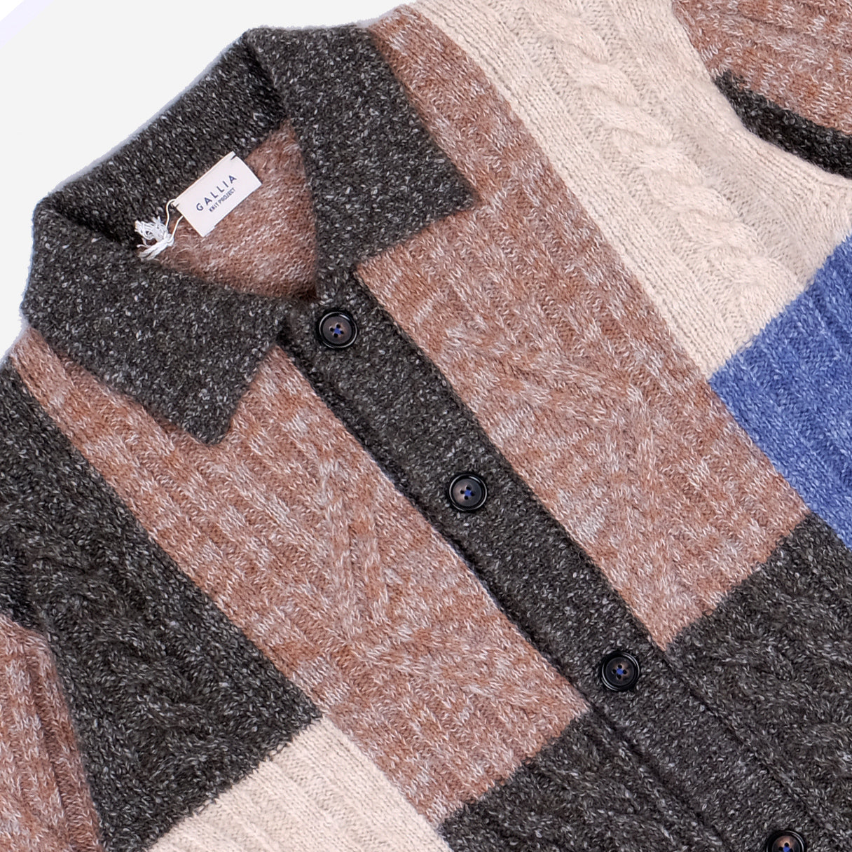 Grisham Alpaca Wool Patch Braid Cardigan - Green/Multi