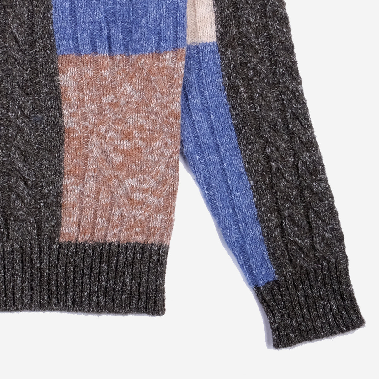 Grisham Alpaca Wool Patch Braid Cardigan - Green/Multi