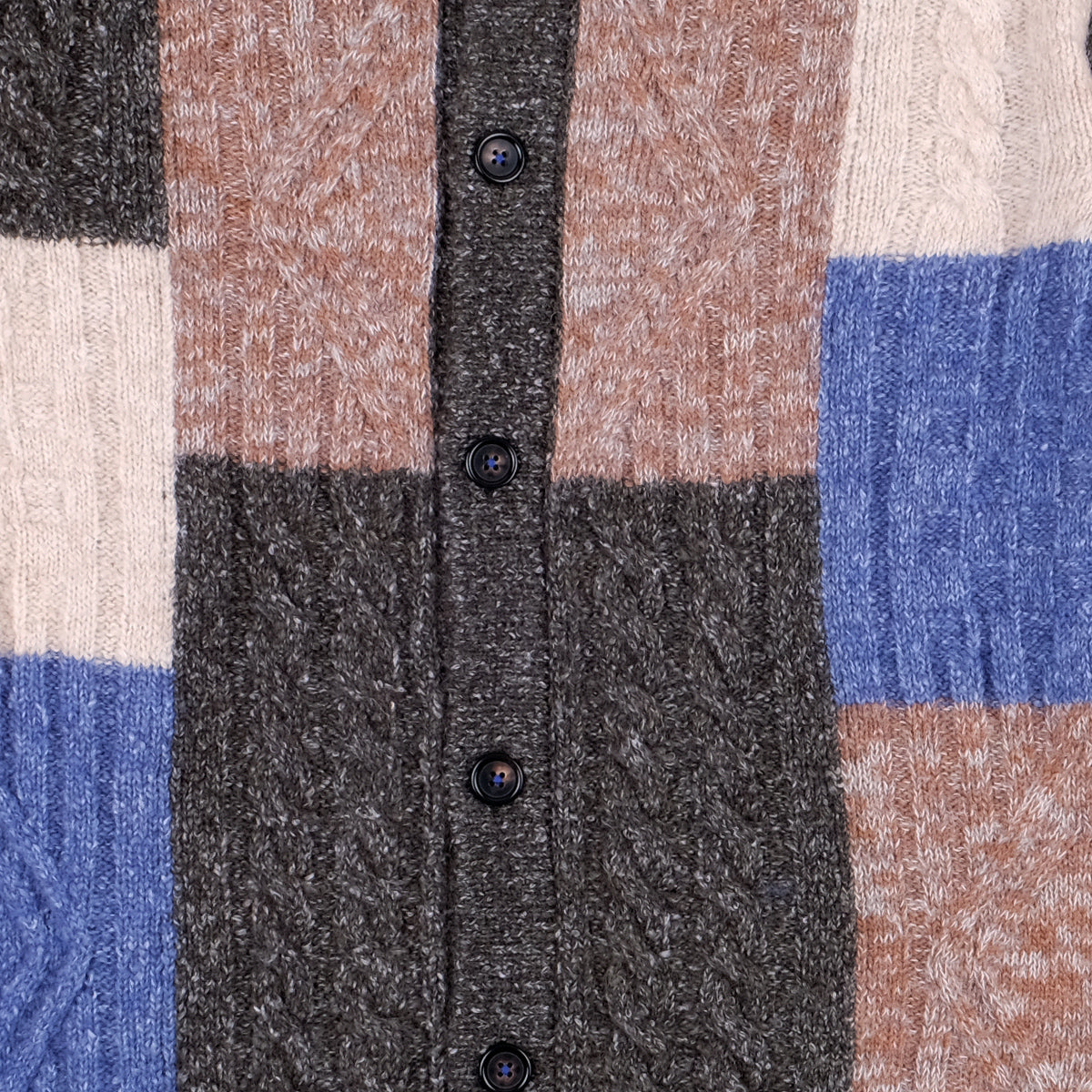 Grisham Alpaca Wool Patch Braid Cardigan - Green/Multi