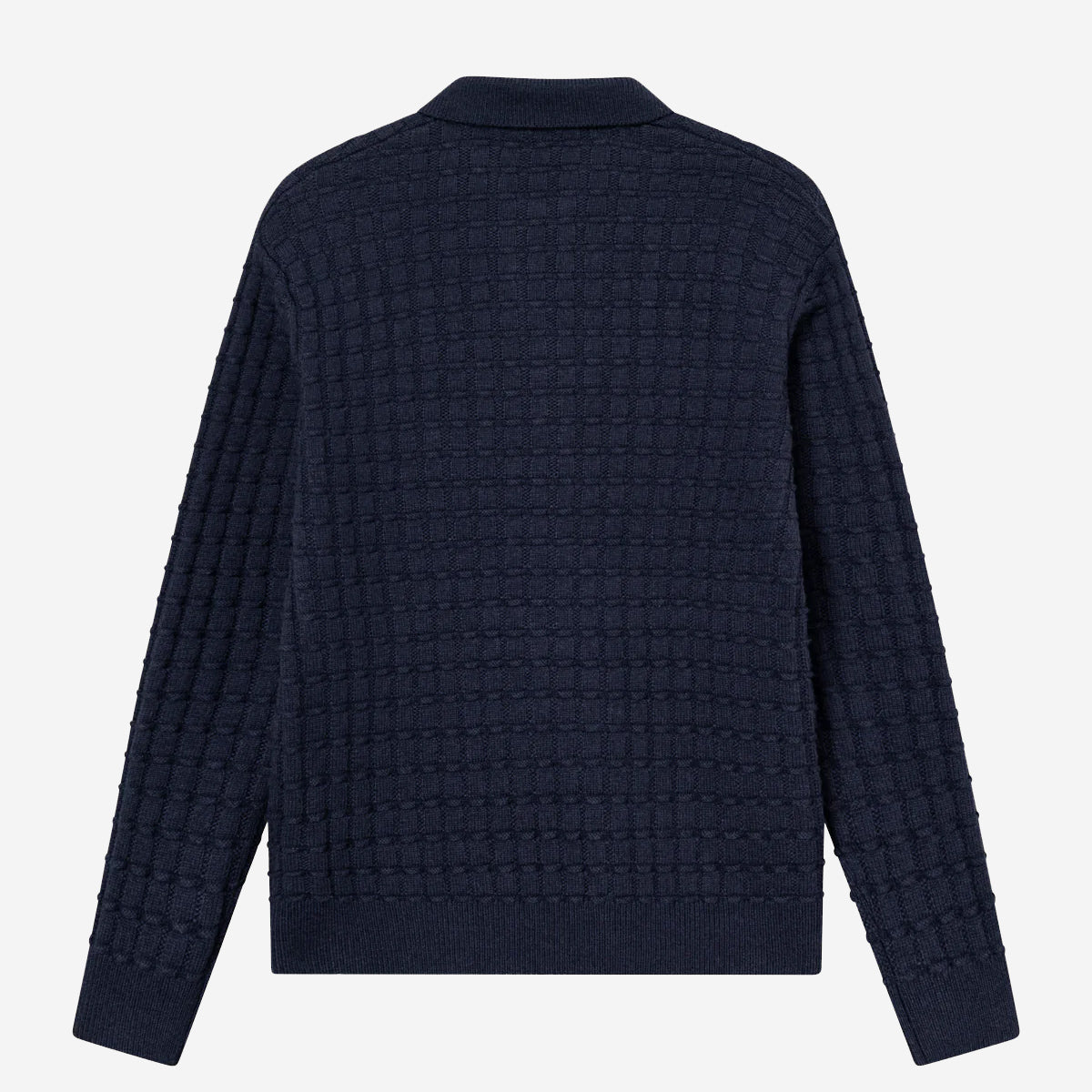 Gustav Squared Structure Polo Knit - Dark Navy