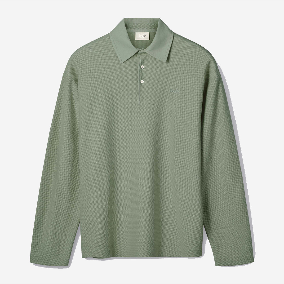 Herb Textured Rugby Knit Polo - Green Oxide