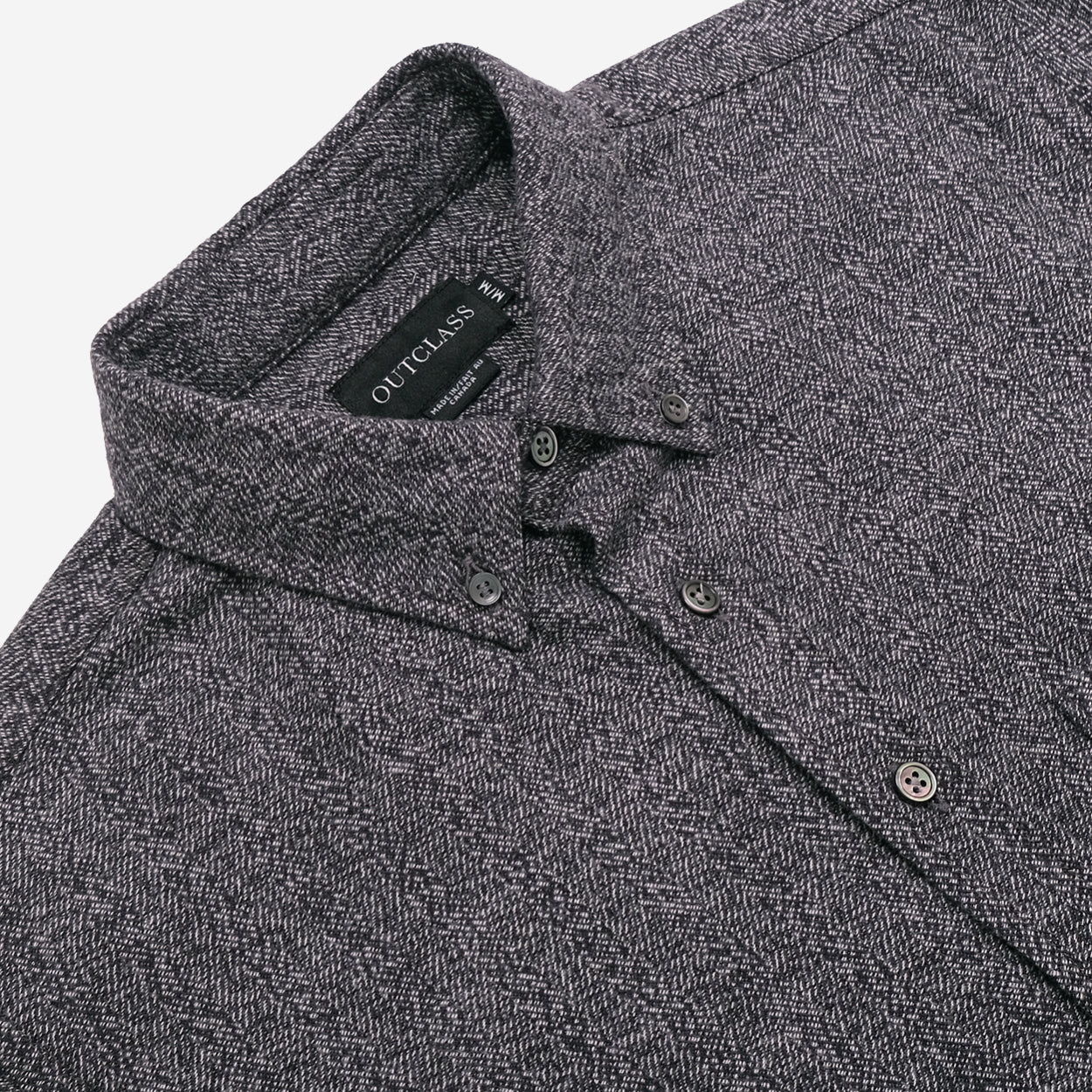 Herringbone Flannel Shirt - Grey Melange