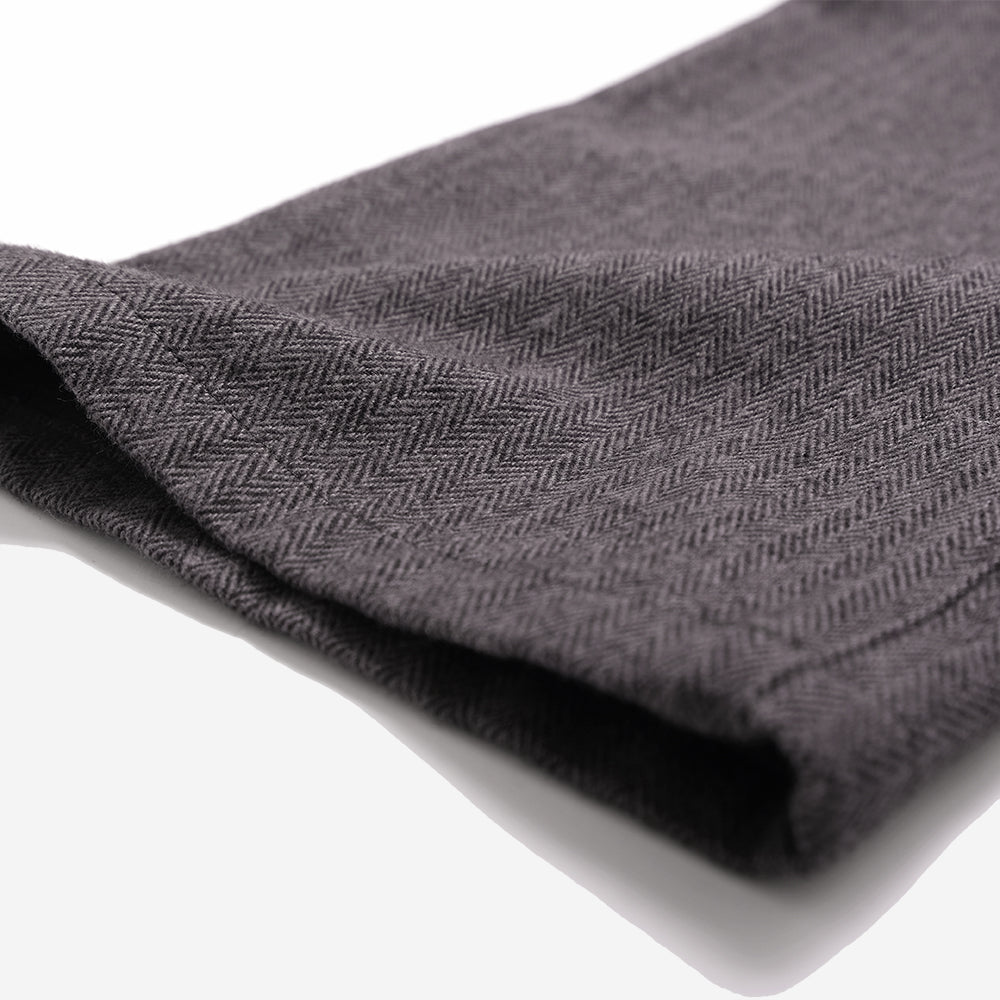 Herringbone Pleated Trouser - Charcoal