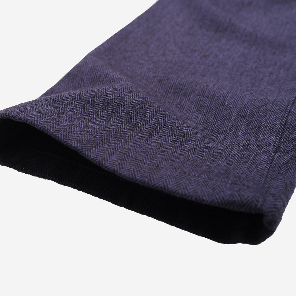 Herringbone Pleated Trouser - Indigo