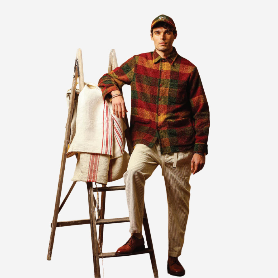 Hadley Wool Check Overshirt - Red/Green