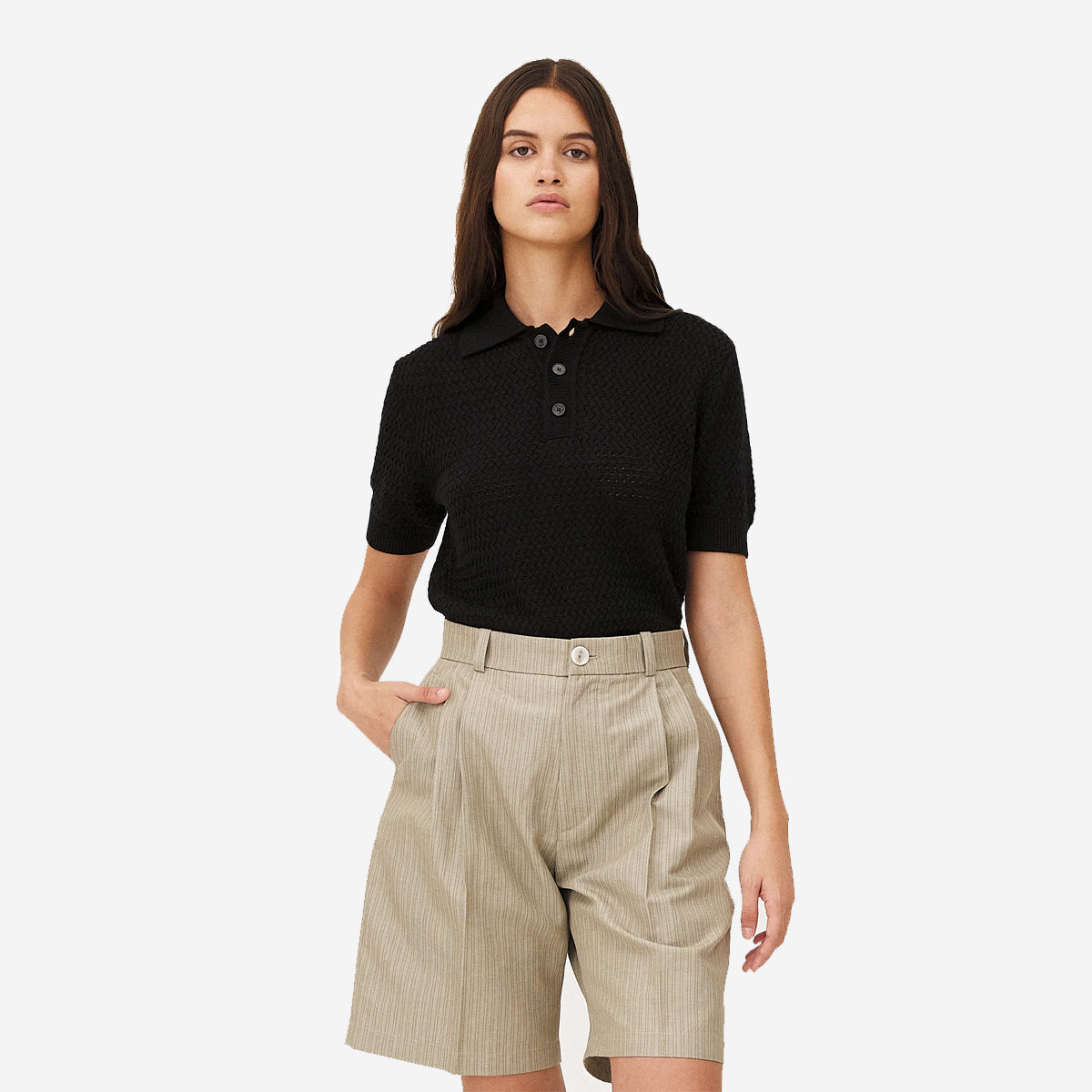 Haring Geo Knit S/S Polo - Black