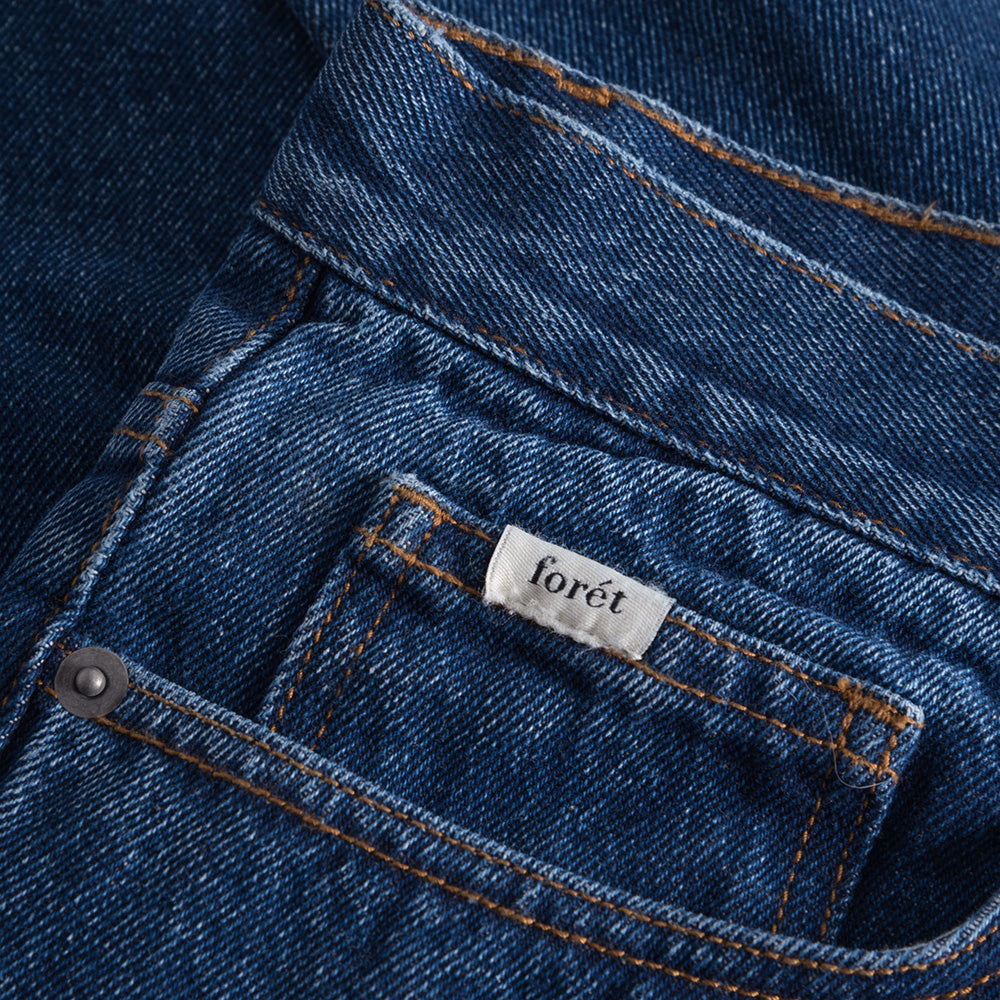 Heath 12oz Organic Cotton Tapered Jeans - Stonewash Indigo