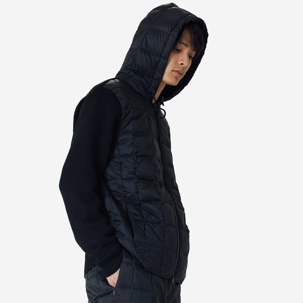 Hooded Knit Down Jacket - Dark Olive