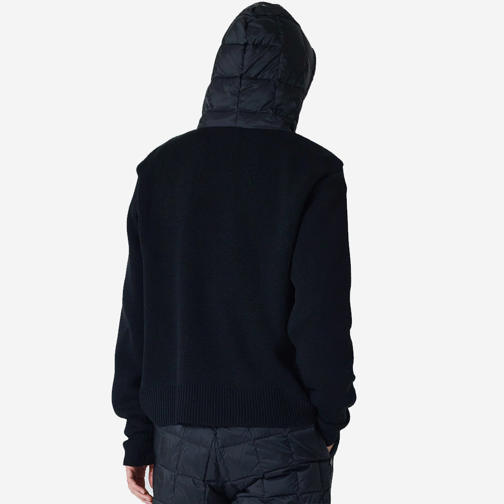 Hooded Knit Down Jacket - Dark Olive