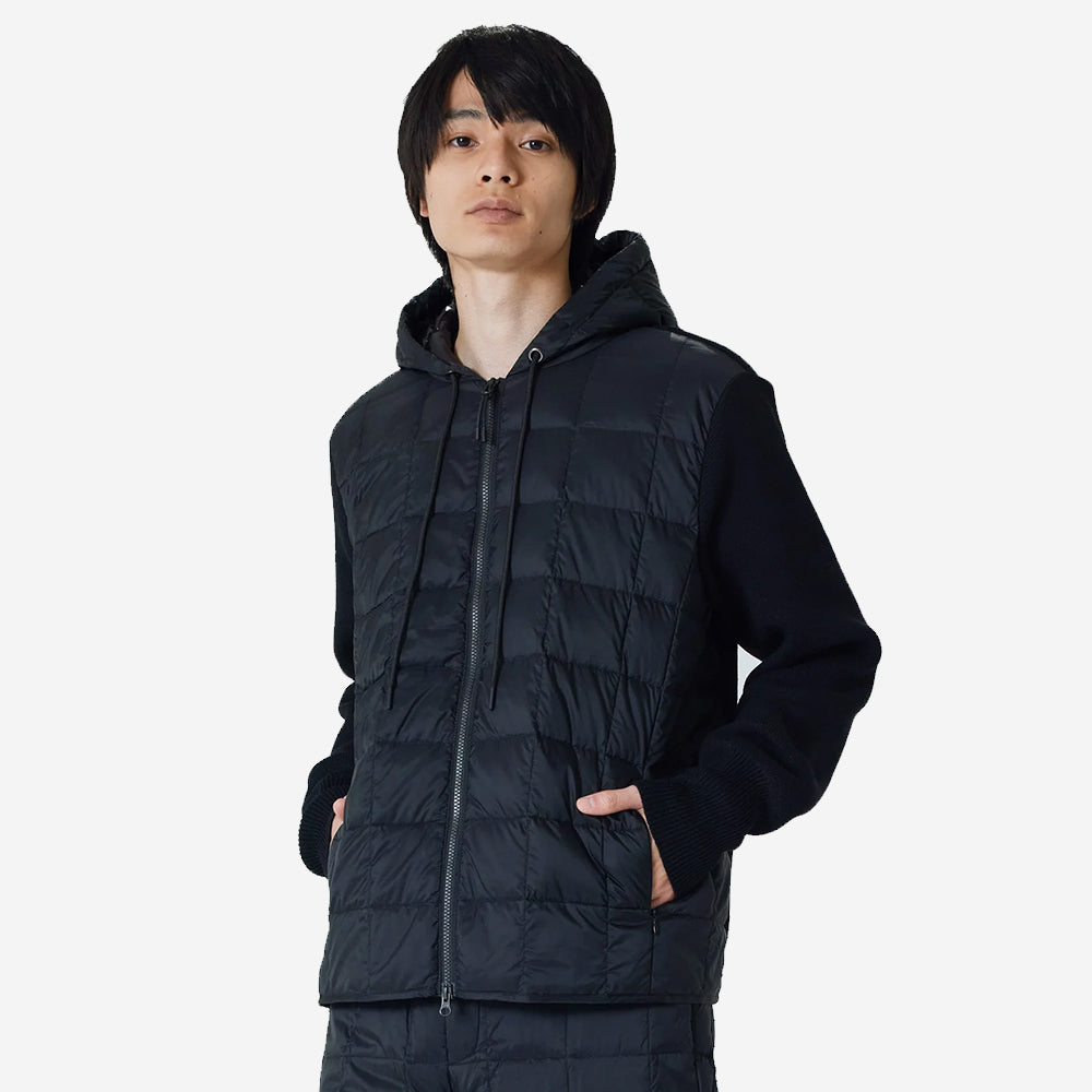 Hooded Knit Down Jacket - Dark Olive