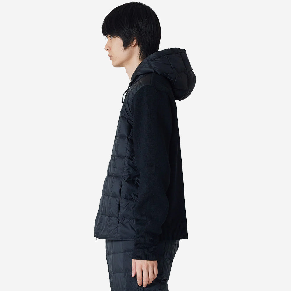 Hooded Knit Down Jacket - Dark Olive