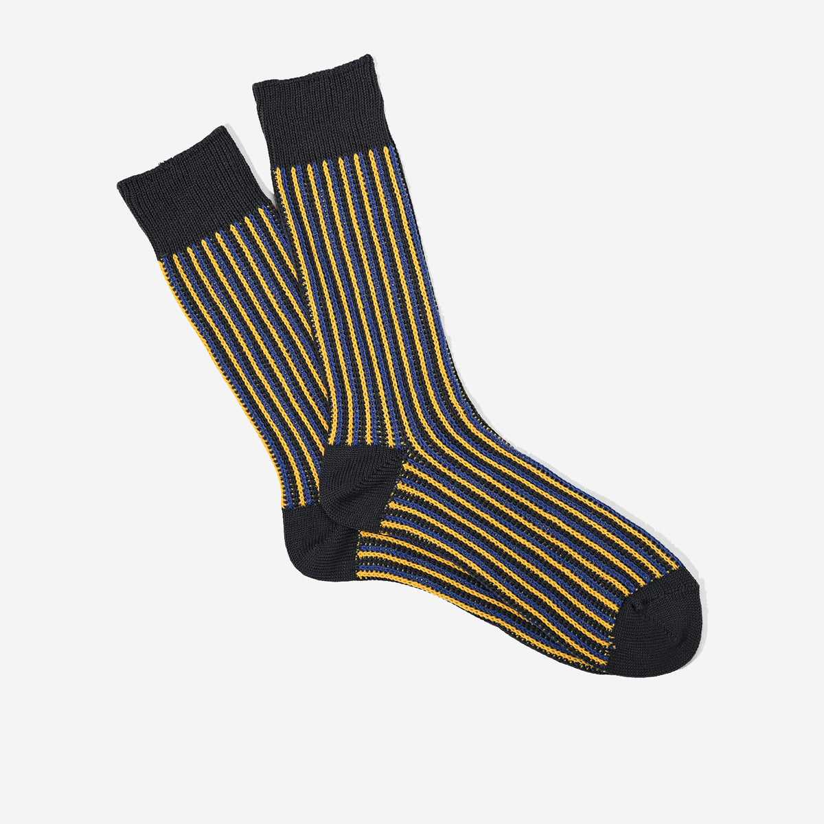 Jacquard Stripe Crew Socks - Charcoal