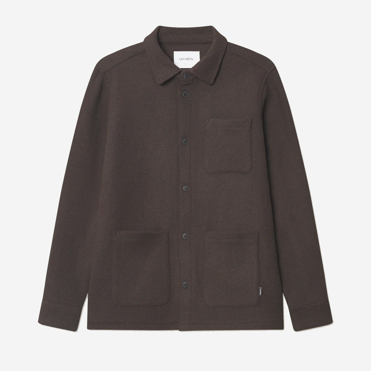 Jason Solid Wool Overshirt - Delicioso Brown