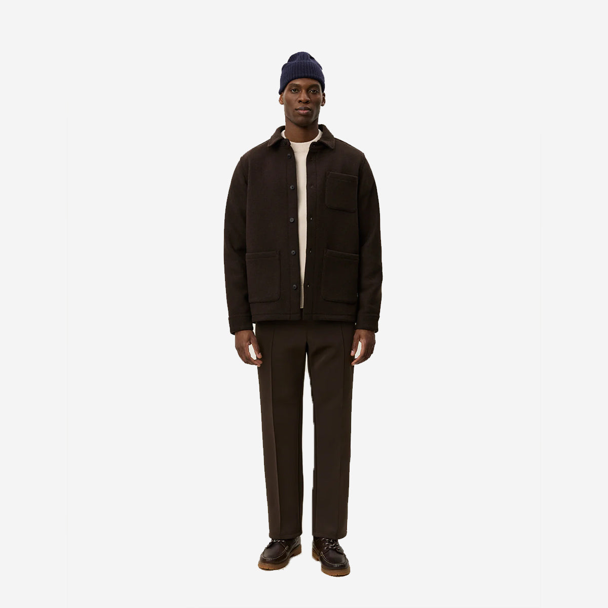 Jason Solid Wool Overshirt - Delicioso Brown