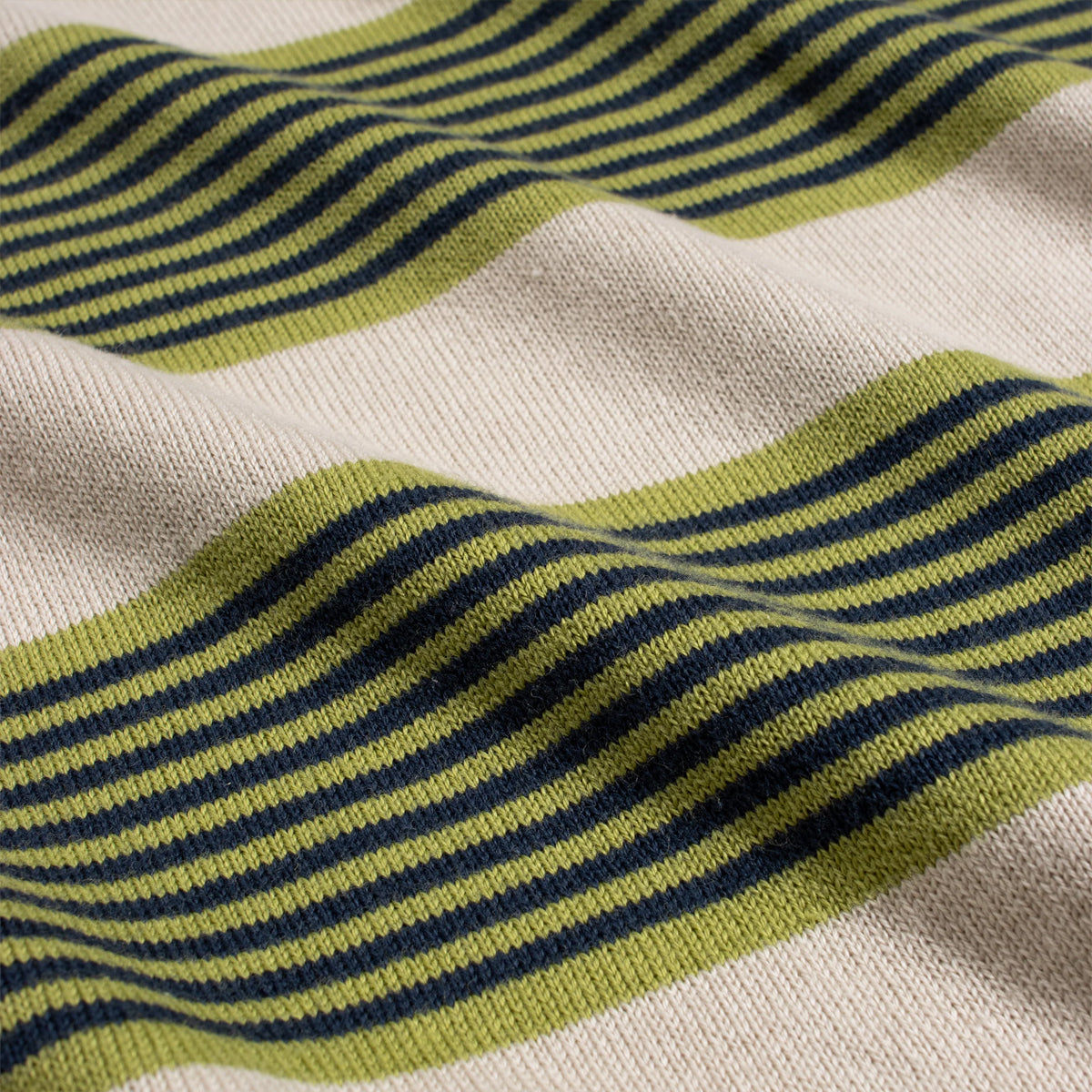 Kier Linval Stripe Knitted Polo - Sand/Green