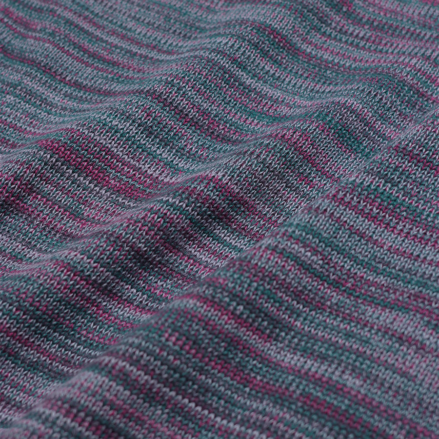 Kiyo Twisted Yarn Polo Cardigan - Silver Blue/Multi