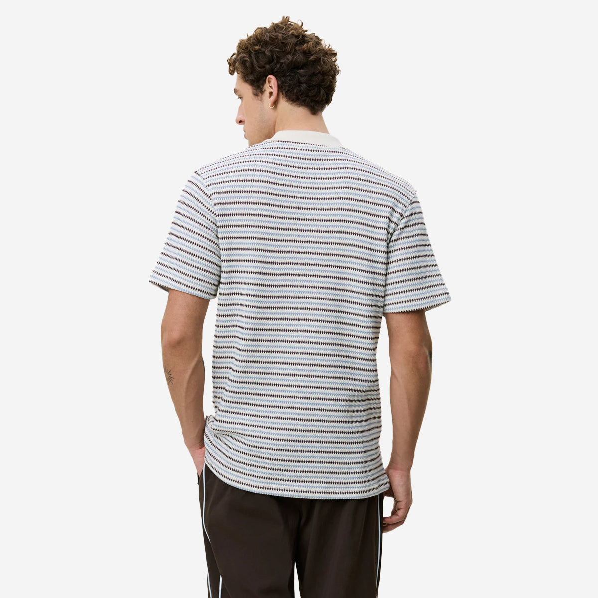 Knitted Stripe Polo - Eggnog White