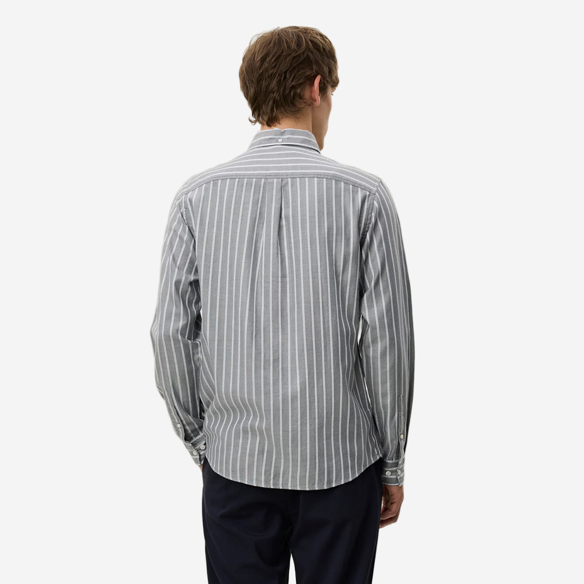 Konrad Herringbone Poplin Shirt - Asphalt Grey